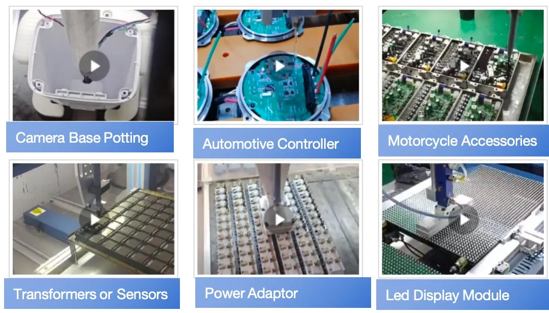 Robot Glue Dispensing System Compact Epoxy Resin Dispenser for PCB Potting with Closed Chamber